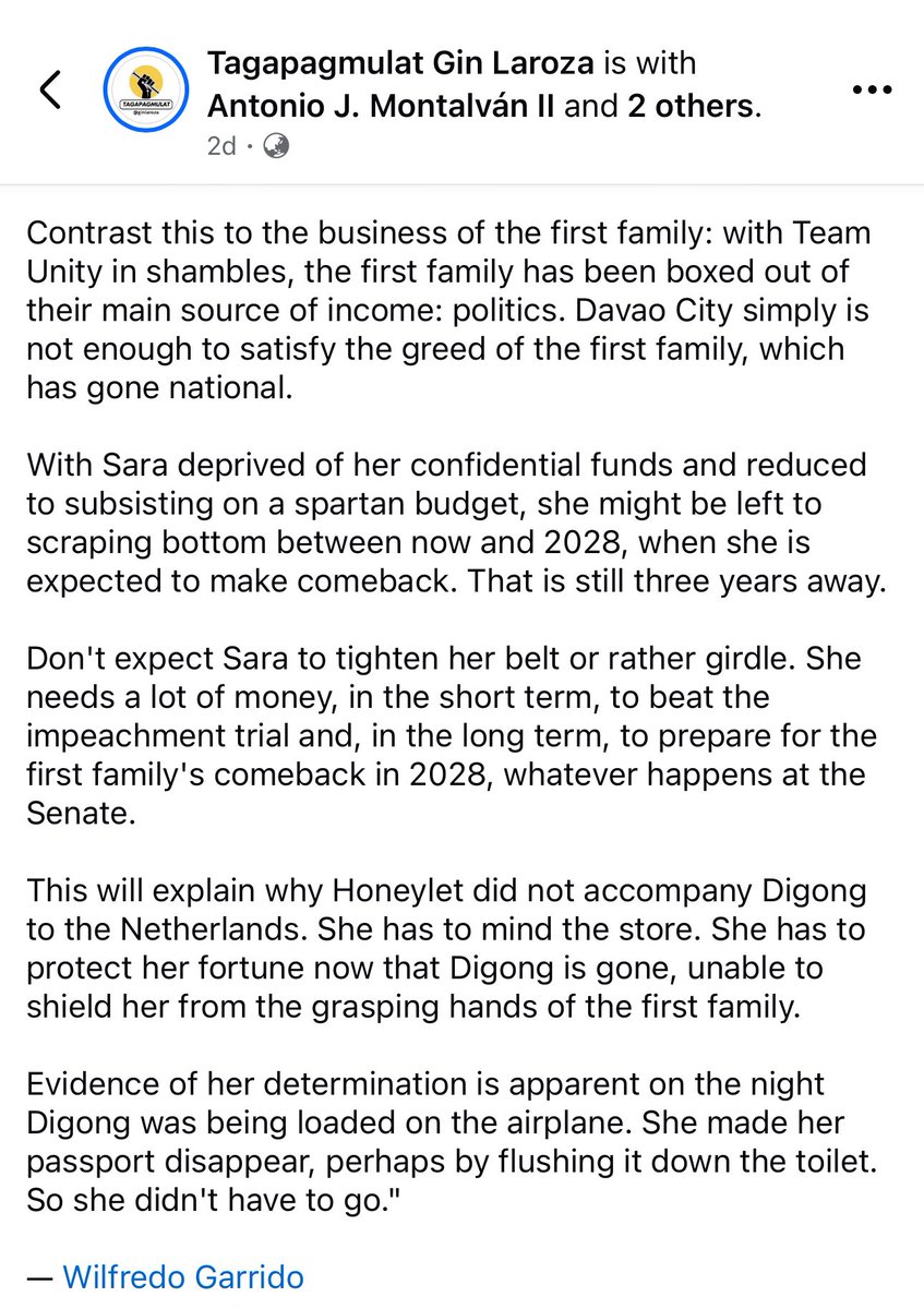 nabunturanguy's tweet photo. MATAGAL KO NANG NARIRINIG ITO! Actually, what I always hear is the squabbling between the siblings and the  escabeche &amp; julalay, because the latter two hold the old man's purse, allegedly.  Please read this post by Tagapagmulat. Makes sense, no? https://t.co/B8DkxQ2NB8
