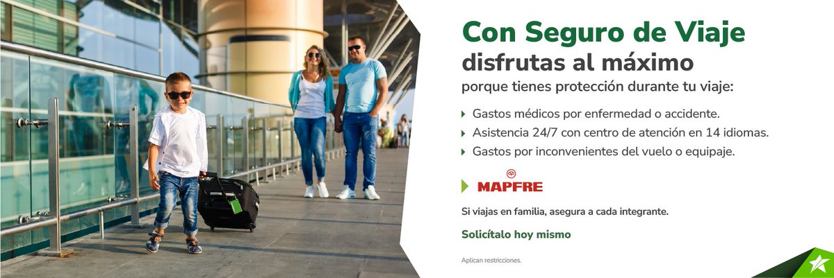 ✈️ ¡Viaja sin preocupaciones!

Con tu Seguro de Viaje disfrutas de cobertura integral durante tus vacaciones. Protege todo tu grupo familiar y asegura tranquilidad en el tu viaje. 🏨👨‍👩‍👧‍👦

#ViajaSeguro #SeguroDeViaje #BancoPromerica #Protección