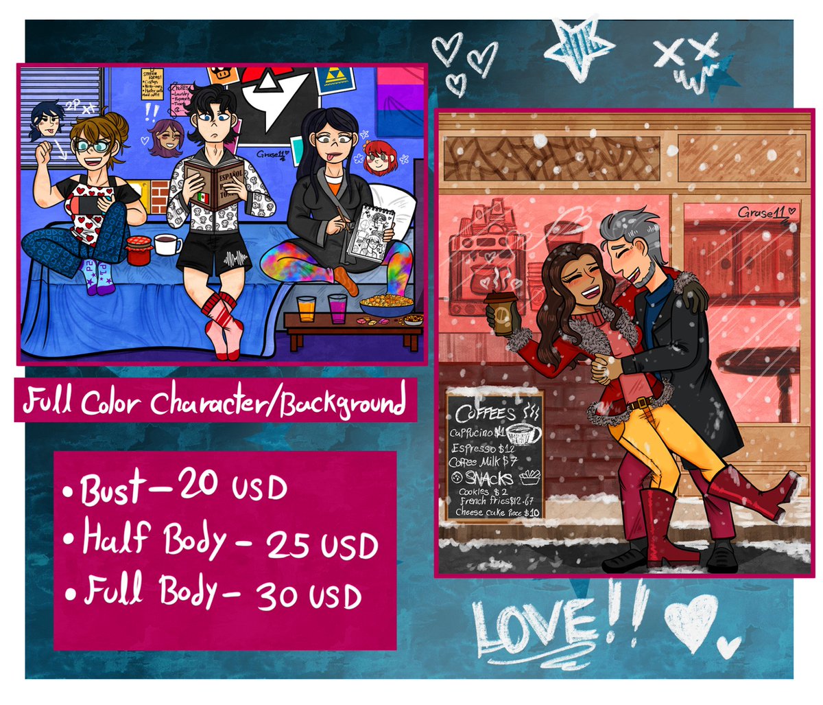 grase111's tweet image. NEW COMMISSION TABLE!! 🥳🥳🥳
Any questions, send me a DM
#Disventurecamp #Disventurecampseason4 #campamentodesventura #dctwt #comissionsopen #fanart #Commissions #art
