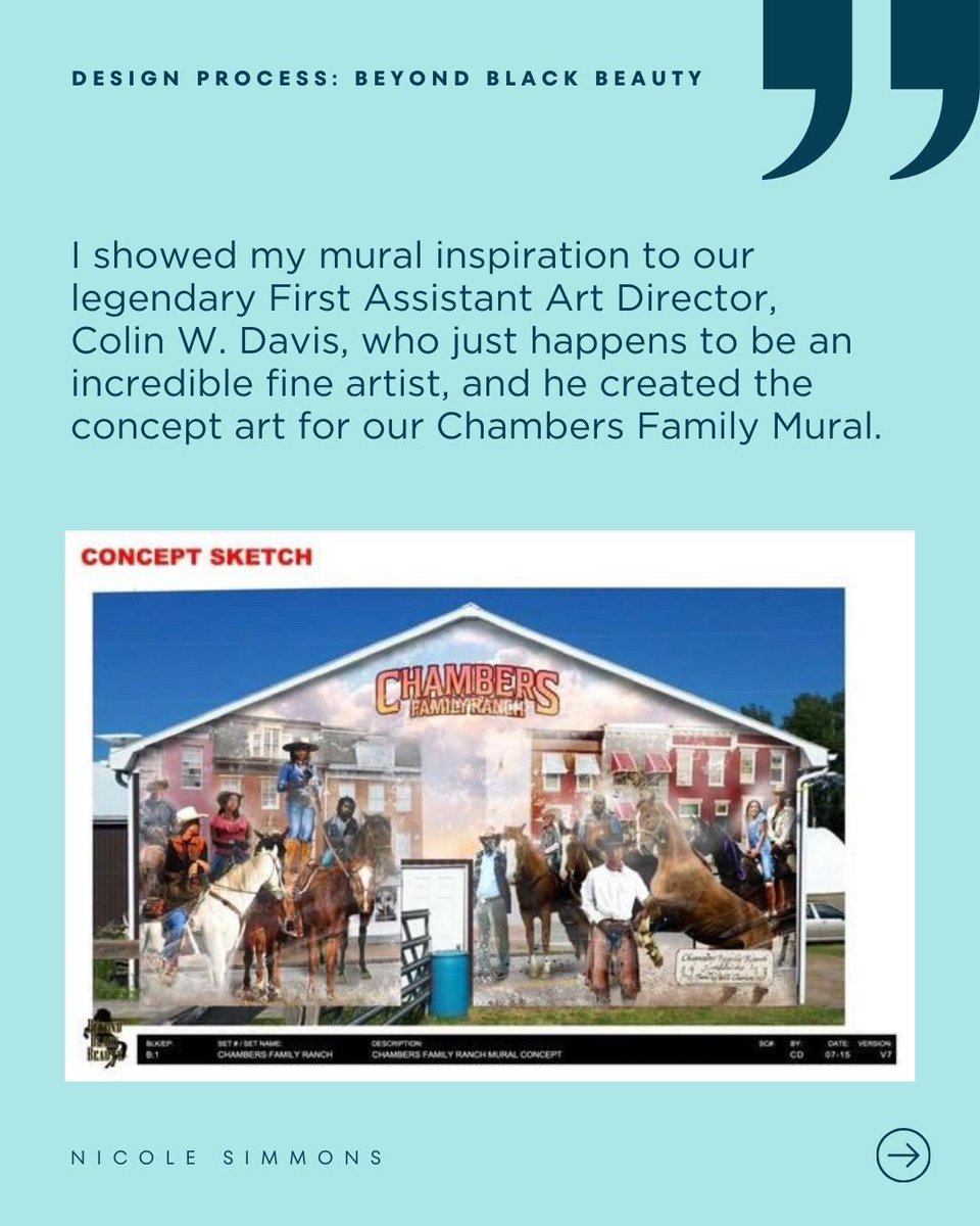 Nicole_Simmons_'s tweet image. A lil process spotlight of my work for Beyond Black Beauty on @PrimeVideo put together by the Canadian Production Designers Association ✨. Specifically the family mural we constructed for the Chambers Ranch. #nicoleproductiondesigningthings  #productiondesign