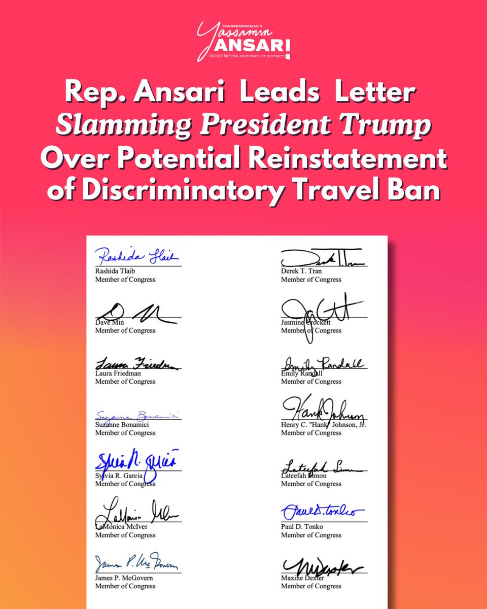 As the daughter of Iranian immigrants, I saw firsthand how Trump’s cruel and xenophobic 2017 travel bans hurt families like mine.

That's why I led over 30 of my colleagues in standing up to President Trump in opposition to the potential reinstatement of his travel ban.