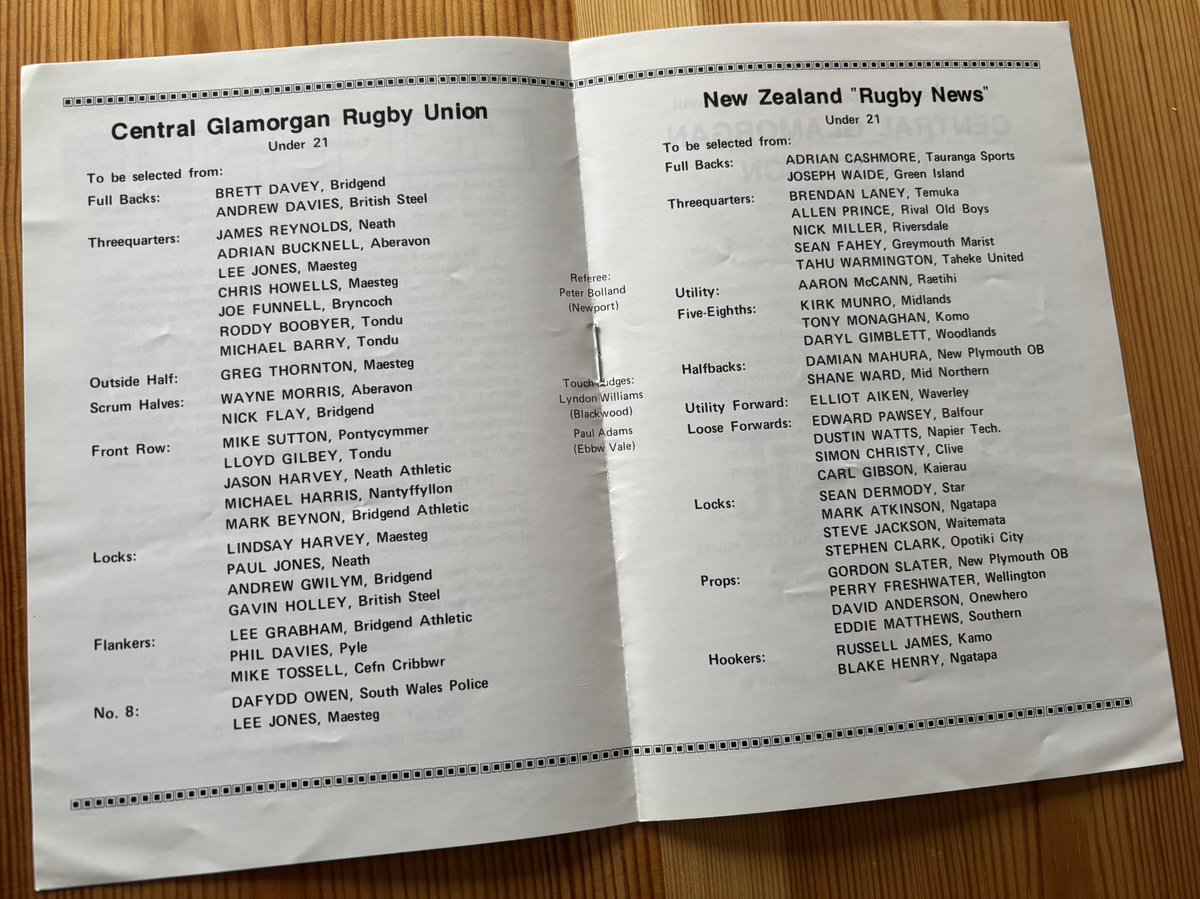 Central Glamorgan Rugby Union U21 v New Zealand Rugby News U21 1992 <a href="/AberavonRugby/">Aberavon Rugby Club</a> 

<a href="/bridgendravens/">Bridgend Ravens</a> <a href="/neathrfc/">Neath RFC</a> <a href="/neathsupporters/">Neath SupportersClub</a> <a href="/MaestegRFC/">Maesteg RFC 💙</a> <a href="/BryncochRFC/">Bryncoch RFC</a> <a href="/TonduRFC1880/">Tondu RFC</a> <a href="/PontycymmerR/">Pontycymmer Rugby</a> <a href="/NeathAthletic/">Neath Athletic RFC</a> <a href="/NantyffyllonRFC/">NantyffyllonRFC</a> <a href="/SWPRFC/">SWP RFC</a> <a href="/WelshRugbyUnion/">Welsh Rugby Union 🏴󠁧󠁢󠁷󠁬󠁳󠁿</a> <a href="/AllBlacks/">All Blacks</a>