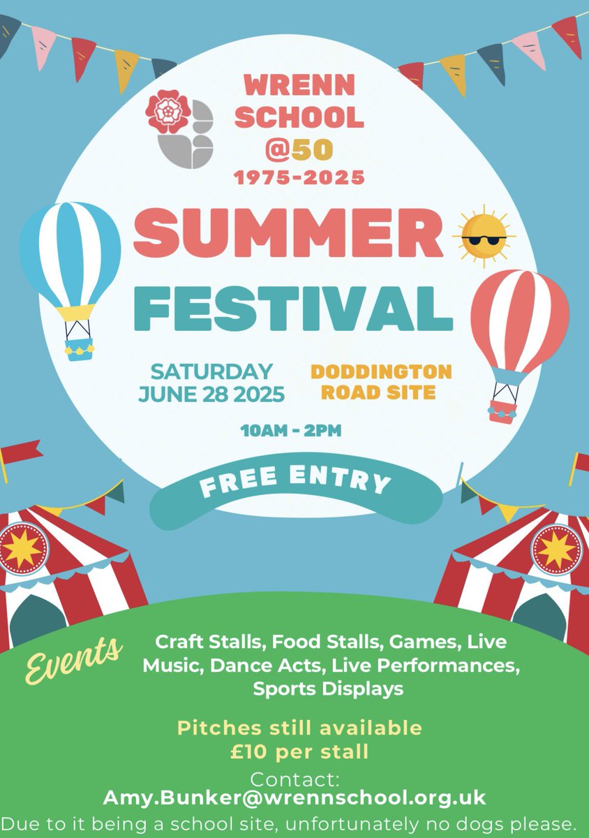 WrennSchool's tweet photo. ⭐️💥🥳WRENN IS 50🥳💥⭐️ 
We are thrilled to announce that this year our wonderful school turns 50! To kick off a year of celebrations, we invite you to join us at our Summer Festival! https://t.co/9Ao7f41Ab1