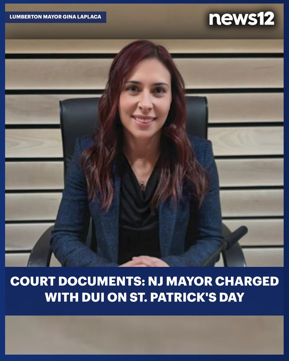 News12NJ's tweet image. DUI CHARGES: #Police say Gina LaPlaca, the mayor of #Lumberton, faces DUI charges after driving drunk with her son in the car on St. Patrick's Day. - bit.ly/43UzC24

#News12 #crime #NewJersey #news