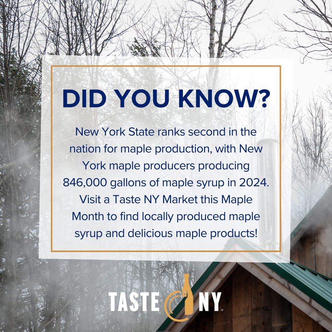 Celebrate Maple Month the sweet way! 🍁 Stop by your local Taste NY Market to discover delicious, locally produced maple syrup and other maple treats. 

#MapleMonth #ShopLocal #SupportLocal #MapleSyrup #FarmToTable