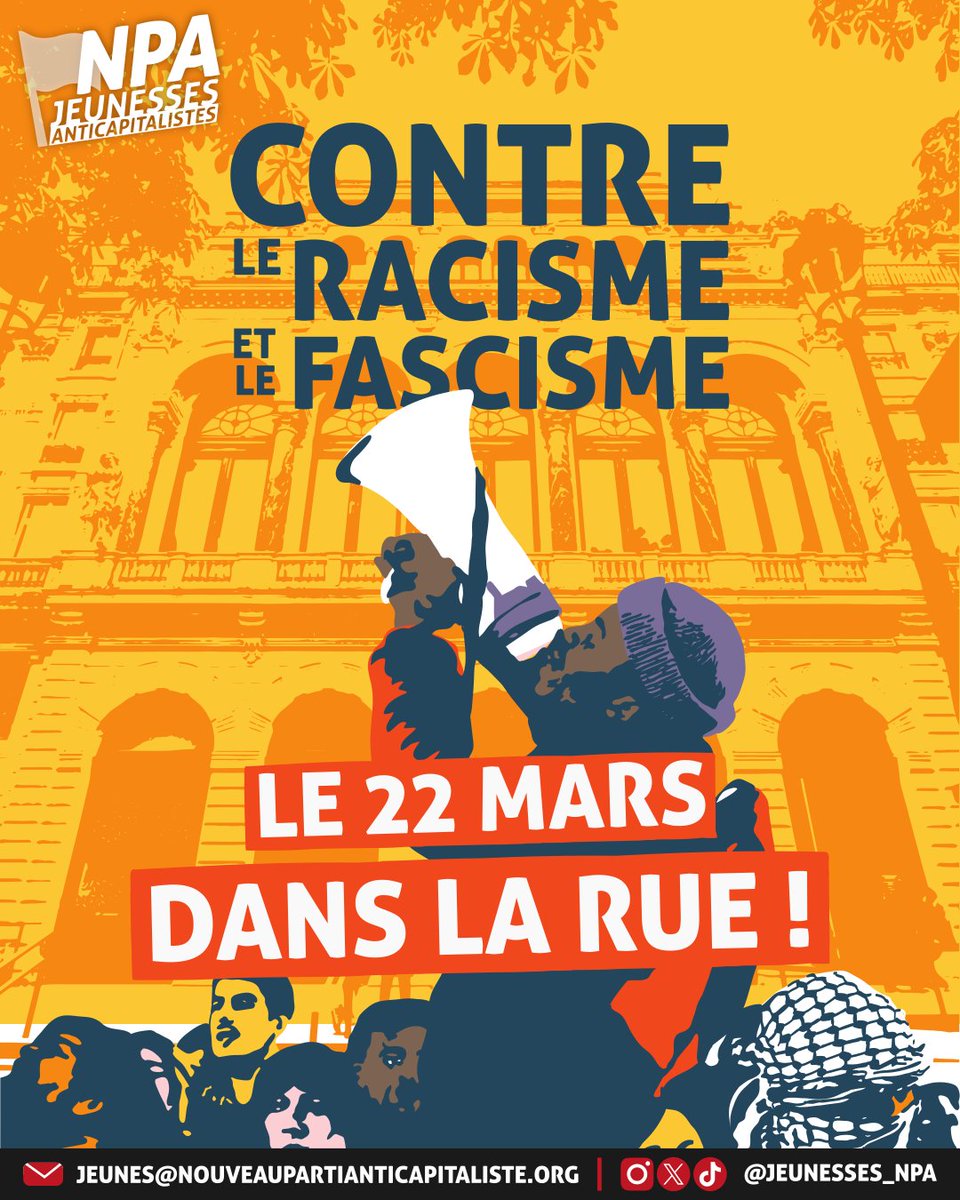 Contre le racisme et le fascisme, rejoignons massivement les mobilisations du samedi 22 mars partout en France ! ✊

➡️ Retrouvez la liste des rassemblements et manifs sur antiracisme-solidarite.org