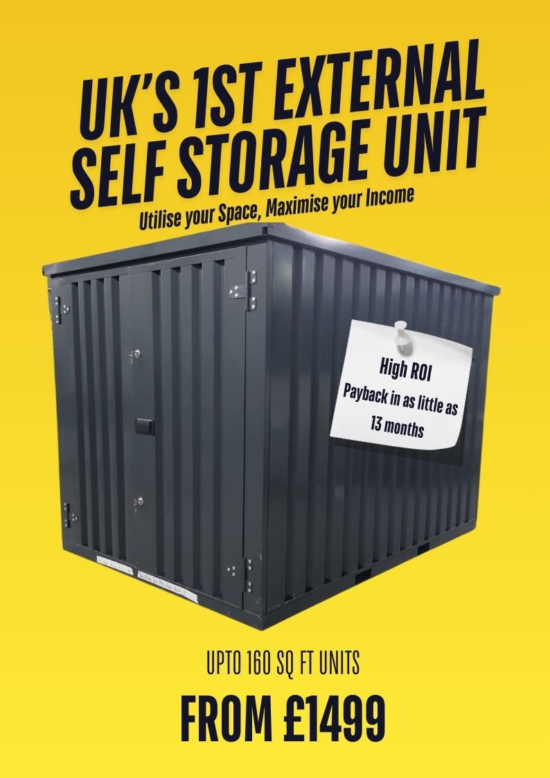Introducing NEW 20ft SelfStoreBox exclusively for UK SelfStorage Sector.

60% Revenue Increase using same space as conventional units.

Perfect for Motorbikes/Electric Bikes/Cycles.

Available in 2 Door or 4 Door

Compliment your Container Sites with the NEW 20ft SelfStoreBox.
