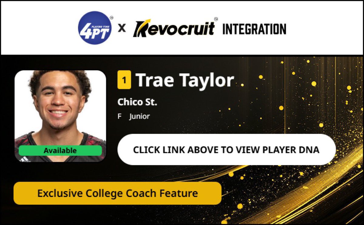 CBB Transfer Portal Spotlight

Trae Taylor
6'9" 220
Forward
Chico State

2024-25 Stats (30 Games):
📊 13.1 PPG, 6.3 RPG, 0.6 APG, 74.0 FG%

Coach Exclusive Revocruit Player DNA:
🔗 applink.revocruitathlete.com/player/18647

#TP4PT #TransferPortal