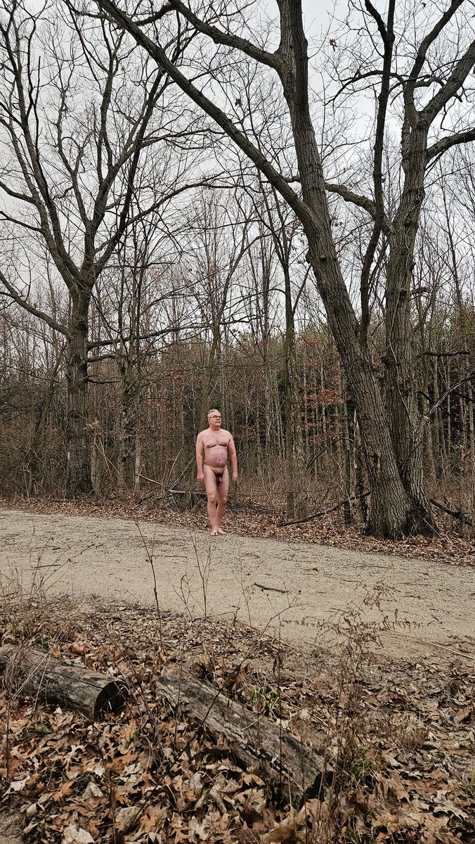 Spring is on the way. Went for a nude hike through the woods at lunchtime. Thunderstorms and tornado watch predicted.
