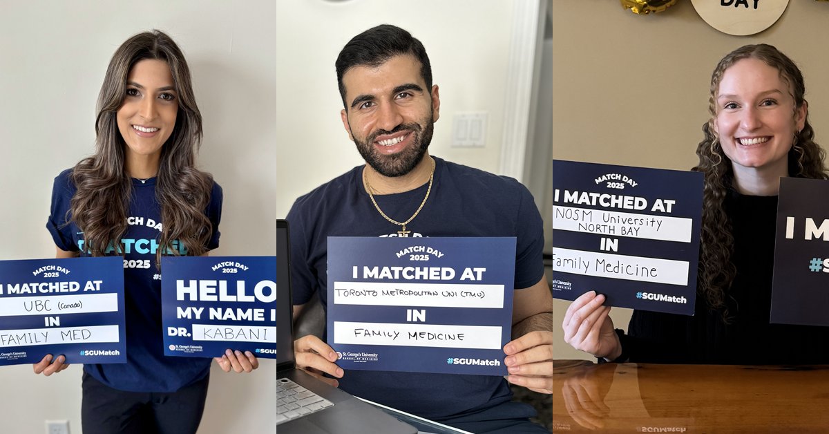 🇨🇦 "All the hard work, sacrifices, and long hours have finally paid off."

Congratulations to the eight SGU School of Medicine students and grads who recently matched into Canadian residencies for 2025! #SGUMatch 

Read more: bit.ly/4icnLRp