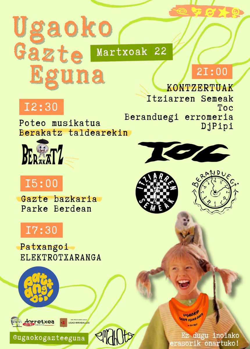 UGAOn antolatu dugun gazte eguna👇 🩷
Larunbat honetan, martxoak 22‼️
Animatu! ✊🏼❤️‍🔥
#GazteEguna