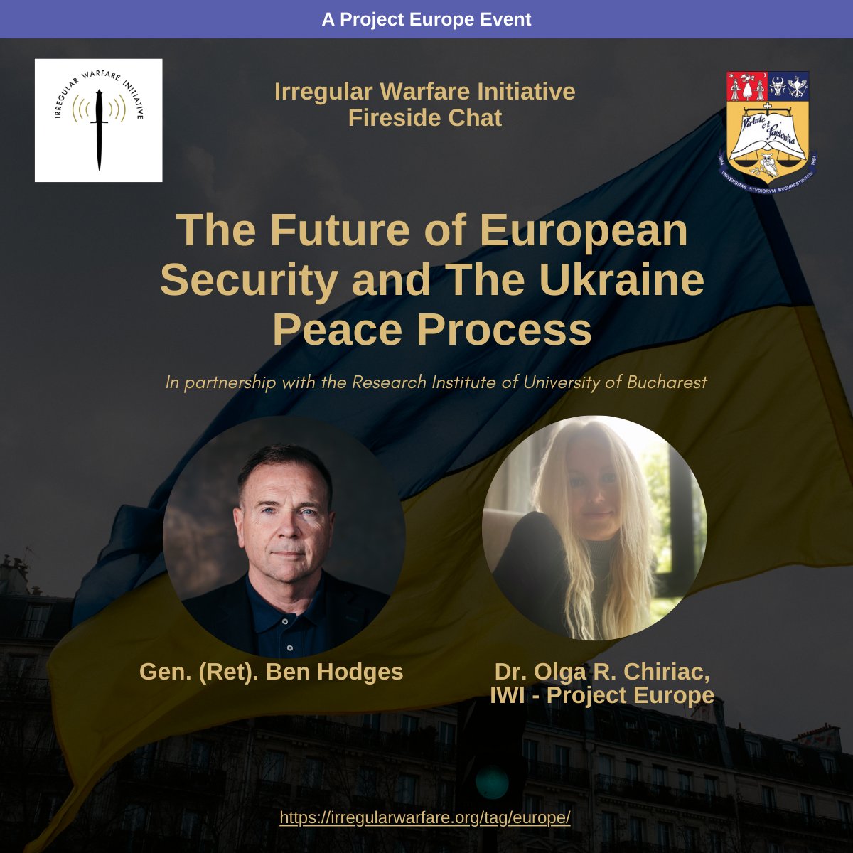 🚨 Coming soon! The Future of European Security &amp; the Ukraine Peace Process

🎙️ A fireside chat with Gen. (Ret.) Ben Hodges &amp; Dr. Olga R. Chiriac (IWI – Project Europe)

Join the conversation on Europe’s security shifts &amp; Ukraine’s path to peace.