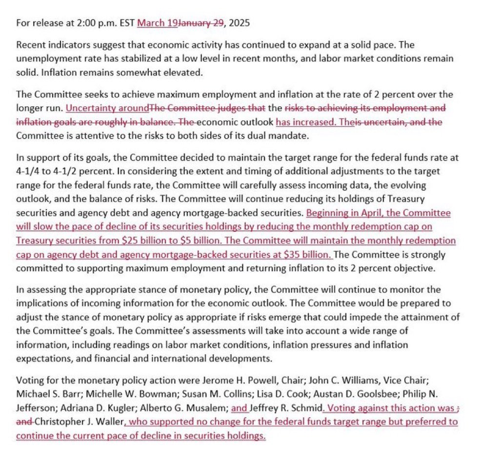 Mark_Merkem's tweet photo. RT @rovercrc: 💥BREAKING:

OFFICIAL FED STATEMENT SAYS QT ENDS APRIL 1ST.

IT’S COMING 🚀 https://t.co/HwrE0W3rjr