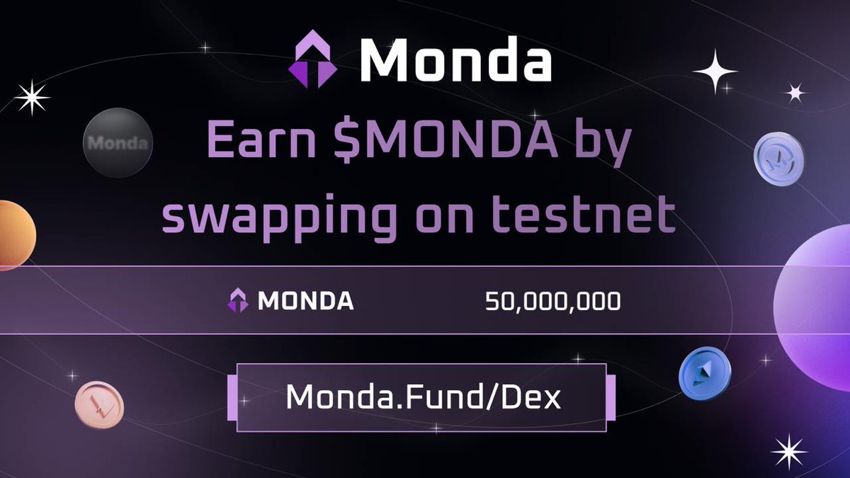 MONDA Swap is NOW LIVE on Monad testnet 🔥

Swap: app.monda.fund/dex

Earn $MONDA testnet tokens by swapping on our DEX and interacting with the entire Monda ecosystem!

💰 50M+ $MONDA Testnet Tokens to be earned.
🎁 Hold $MONDA during testnet for exclusive rewards when we