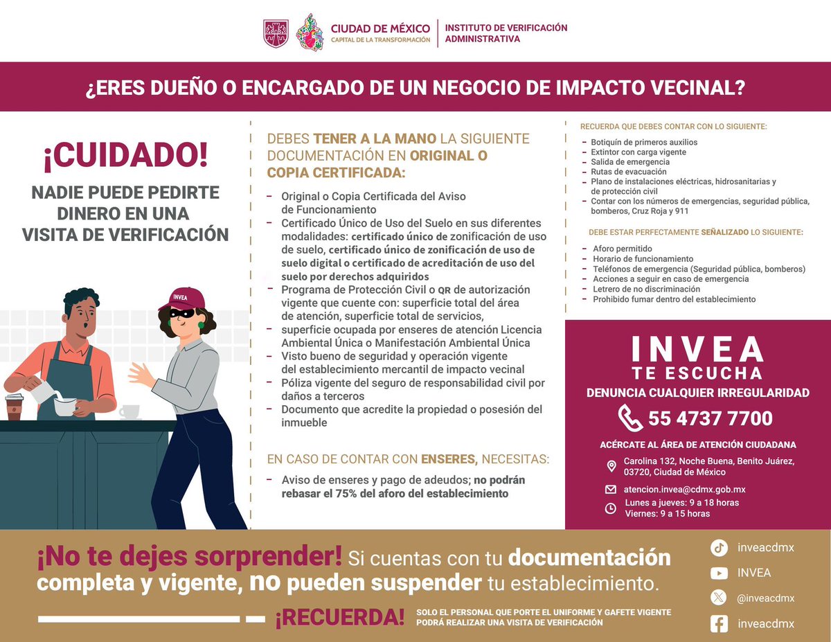 inveacdmx's tweet photo. ☝🏼 ¿Eres dueño de un establecimiento de impacto vecinal?
👌🏼 ¡El #INVEA te invita a que te regularices!
👉🏼 Consulta la página del #Siapem https://t.co/2IzKjoD1dl https://t.co/SC8yK6ljnv