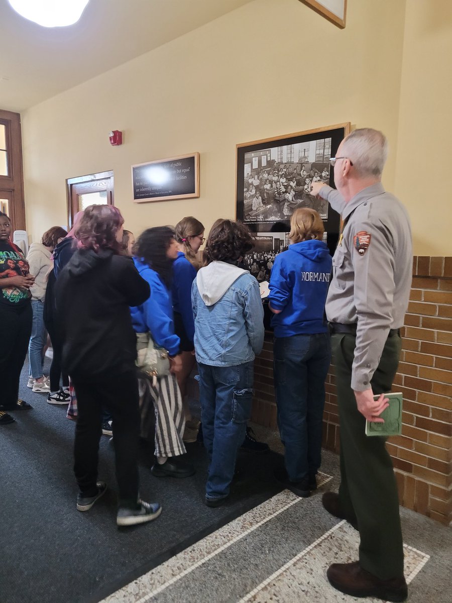KesslerGator's tweet photo. Took #NGMS students on the greatest field trip today to Brown v. Board National Historic Site in Topeka. This group of Diversity Council members is spectacular. They are going to change the world. 
@BrownvBoardofE1
@BrownvBoard54
@NKCSchools
Thank you #NPS! https://t.co/aW7BX4ec1Q