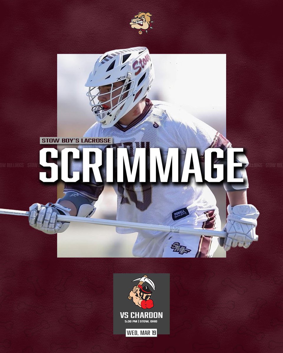 SMF_Lacrosse's tweet photo. Scrimmage #3

Final tune up before the season! Excited to share the field with the Hilltoppers.

🆚:  @ChardonLax 
📍: Stow, OH
🏟️: Bulldawg Stadium
⏰: 5:30 EST

#BulldogFAST https://t.co/wUNblauos1