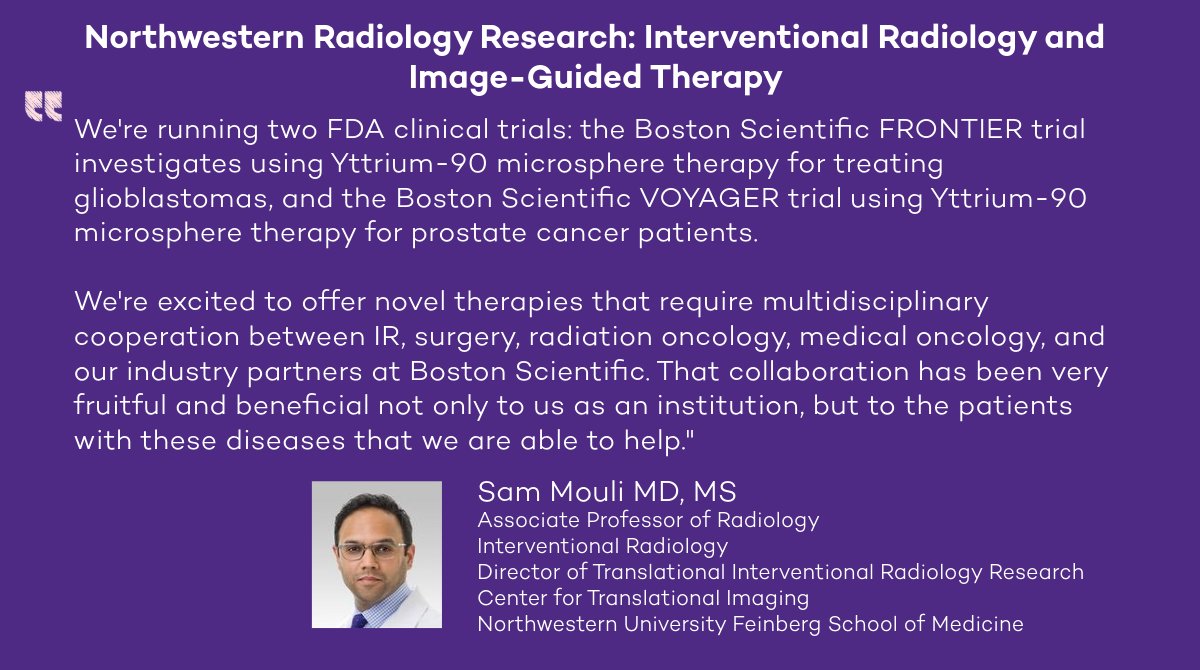 Northwestern Radiology (@nuradiology) on Twitter photo In March we're featuring our Interventional Radiology and Image-Guided Therapy research. Sam Mouli works on two trials that use Yttirum-90 technology.
<a href="/NMNeurology/">NM Neurology</a> <a href="/NeurosurgeryNM/">Neurosurgery at NM</a> <a href="/BrainTumorInst/">Malnati Brain Tumor Institute at Northwestern</a>, <a href="/bostonsci/">Boston Scientific</a> <a href="/SIRspecialists/">Society of Interventional Radiology</a> <a href="/NM_Urology/">NM Urology</a> @sammouli #neurology #oncology #urology In March we're featuring our Interventional Radiology and Image-Guided Therapy research. Sam Mouli works on two trials that use Yttirum-90 technology.
<a href="/NMNeurology/">NM Neurology</a> <a href="/NeurosurgeryNM/">Neurosurgery at NM</a> <a href="/BrainTumorInst/">Malnati Brain Tumor Institute at Northwestern</a>, <a href="/bostonsci/">Boston Scientific</a> <a href="/SIRspecialists/">Society of Interventional Radiology</a> <a href="/NM_Urology/">NM Urology</a> @sammouli #neurology #oncology #urology