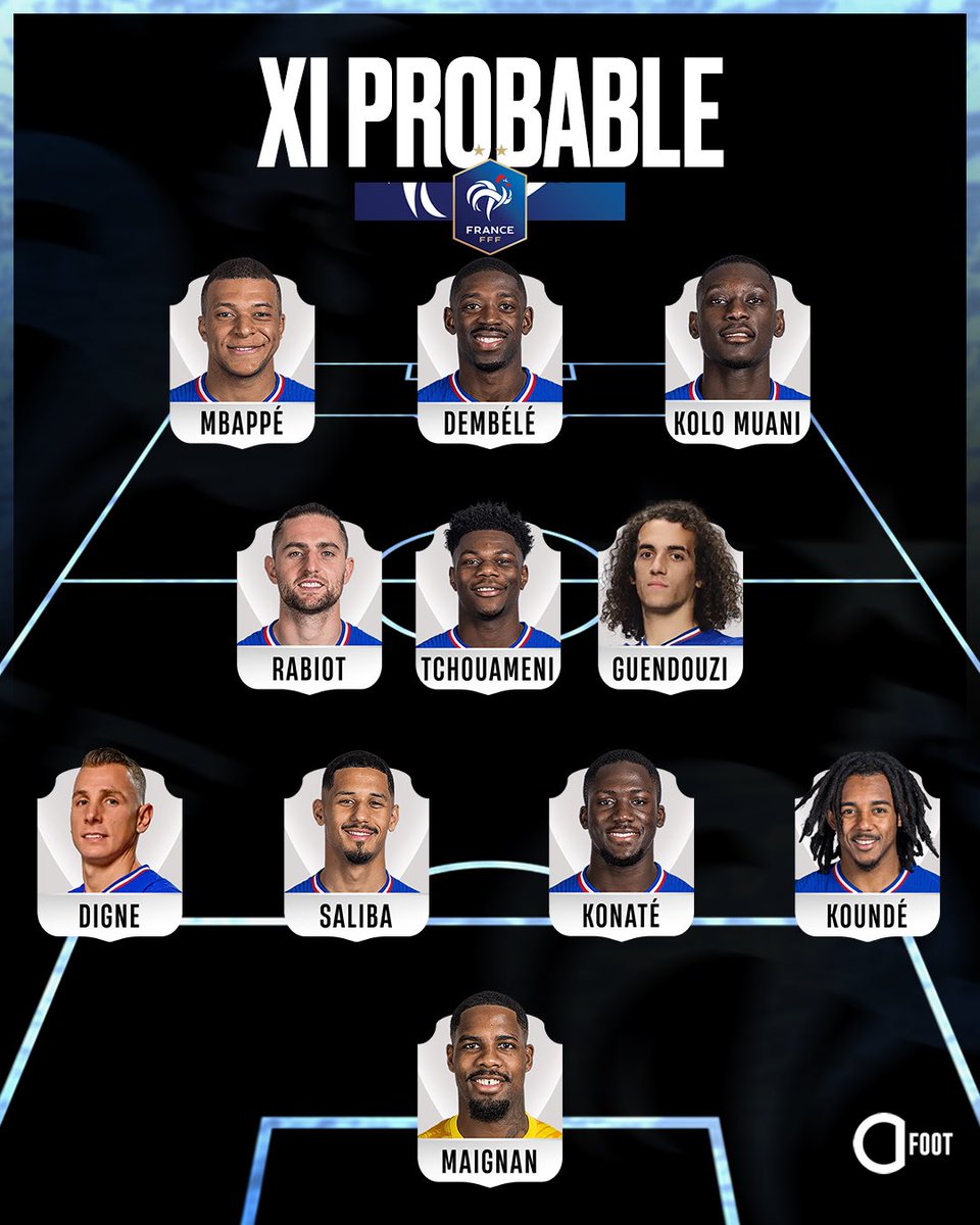 𝗖𝗥𝗢𝗔𝗧𝗜𝗘 🇭🇷 - 🇫🇷 𝗙𝗥𝗔𝗡𝗖𝗘 : 𝗝-𝟭 !

La composition qui devrait être alignée par Didier Deschamps.

🗞️ Le Parisien