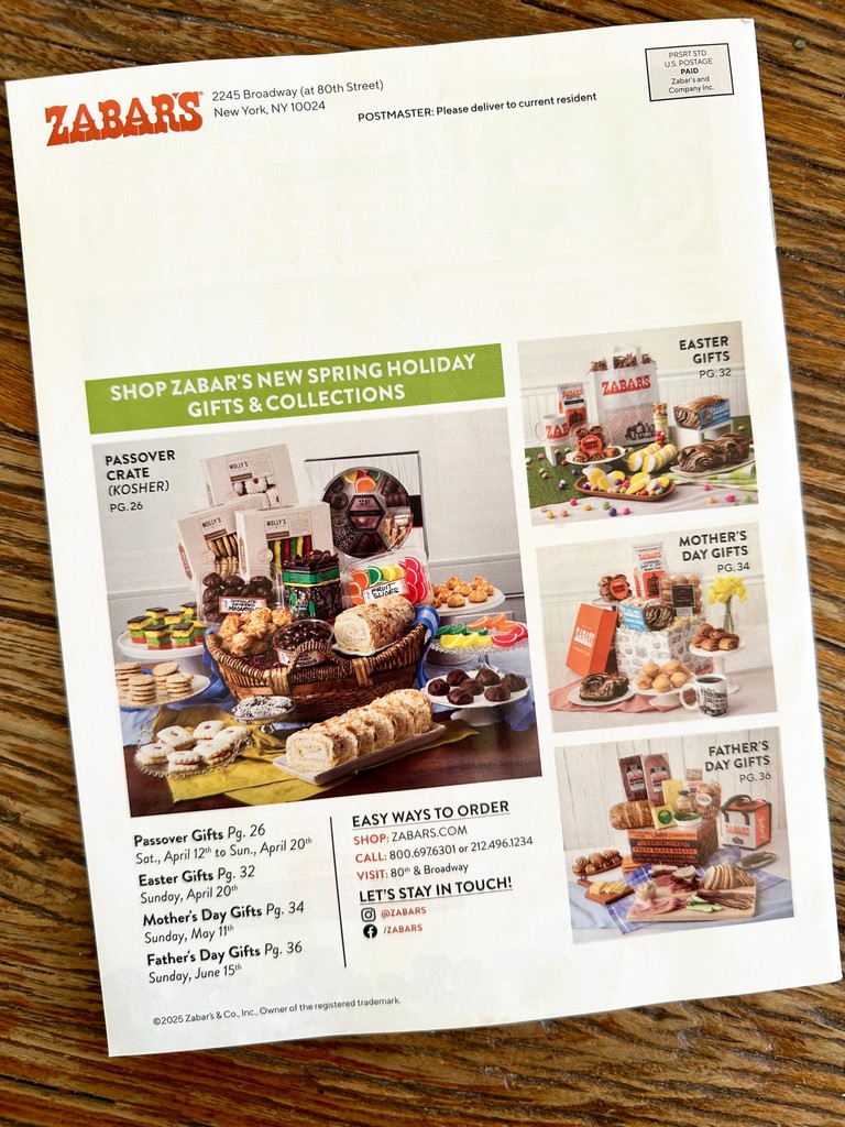 Zabar's Spring Catalog has arrived! Flipping through the pages is like strolling through our store. From our Appy and Caviar Counter to the Coffee Department, you can almost smell the freshly roasted beans. Keep an eye on your mailbox this week!