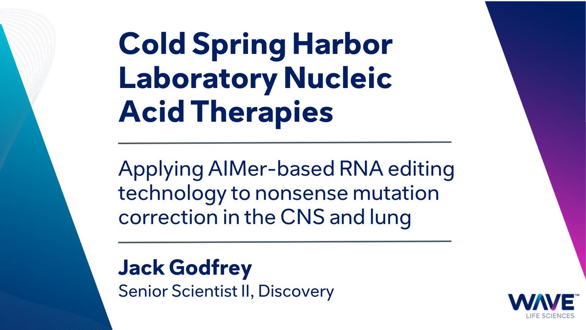 Wave Life Sciences (@wavelifesci) on Twitter photo This Saturday at the #CSHLNat meeting, Wave's Jack Godfrey will present on expanding therapeutic #RNAediting outside the liver, including to the lung and CNS.
Learn more about <a href="/CSHL/">Cold Spring Harbor Laboratory</a> here: meetings.cshl.edu/meetings.aspx?… This Saturday at the #CSHLNat meeting, Wave's Jack Godfrey will present on expanding therapeutic #RNAediting outside the liver, including to the lung and CNS.
Learn more about <a href="/CSHL/">Cold Spring Harbor Laboratory</a> here: meetings.cshl.edu/meetings.aspx?…