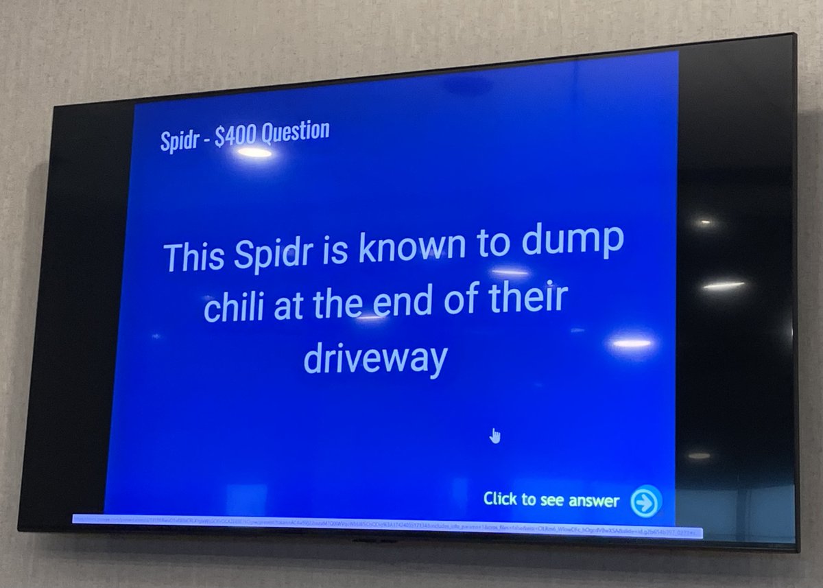 SpiderDesign's tweet image. Today’s Game Day had lots of laughs, some personal jabs, and challenged our best Star Wars fanatics (ObiWan’s home planet anyone?). We enjoyed another  friendly Jeopardy competition and another telling of Justin’s infamous ‘chili story’, reserved exclusively for Spidr employees.