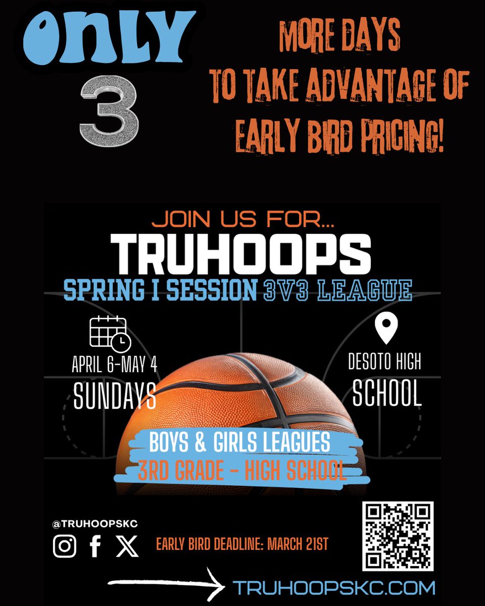 🚨🏀 ONLY 3 DAYS LEFT FOR EARLY BIRD PRICING! Get a team together and register today!!! 🚨🏀