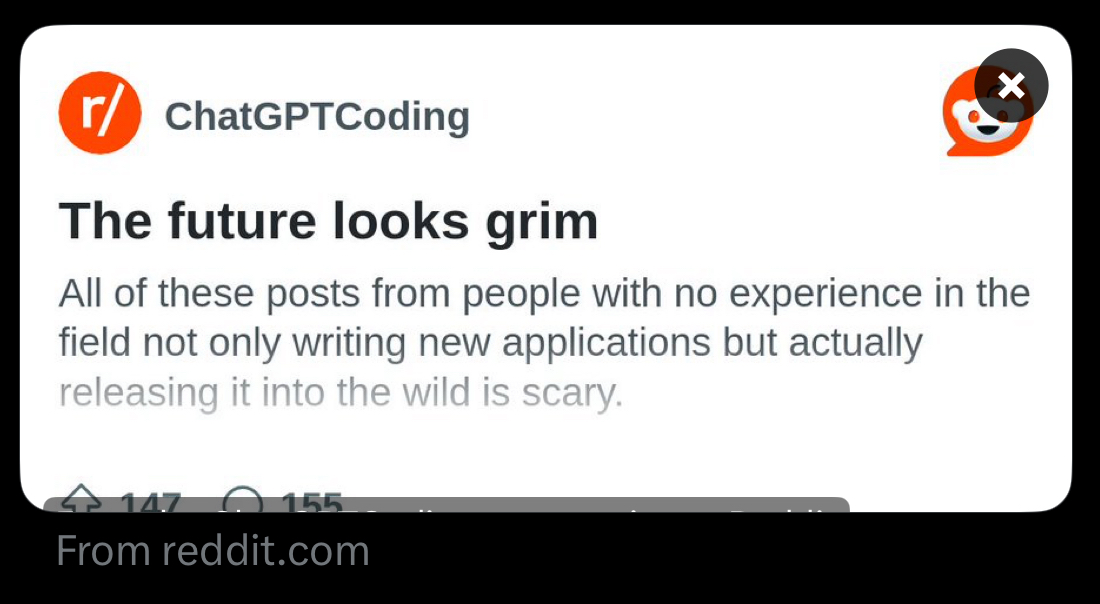 yubrew (@yubrew) on Twitter photo "The future looks grim from all the broken and exploitable code"
My response:
AI security tooling, like <a href="/bitsec/">BitSec Forensics</a>, creates a bright future where bugs are caught and fixed quickly by expert machines.
Build and support the world you want to live in. "The future looks grim from all the broken and exploitable code"
My response:
AI security tooling, like <a href="/bitsec/">BitSec Forensics</a>, creates a bright future where bugs are caught and fixed quickly by expert machines.
Build and support the world you want to live in.