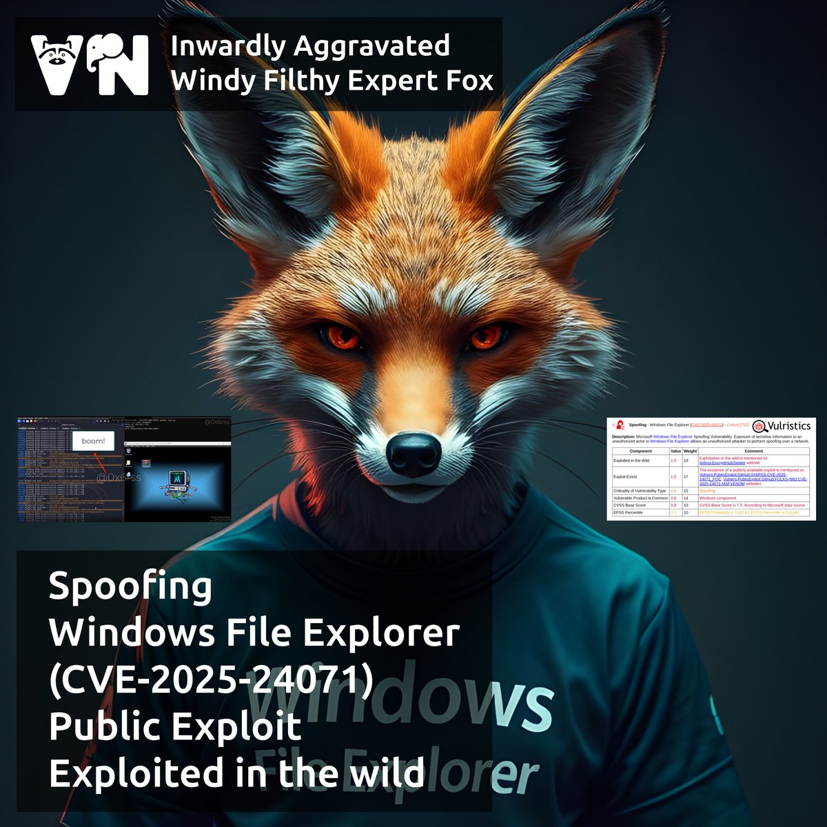 leonov_av's tweet image. 🚨 Windows File Explorer (CVE-2025-24071) spoofing vulnerability lets attackers steal NTLM hashes—just by extracting a ZIP/RAR archives! Phishing goldmine. 😱 #Windows #FileExplorer #0x6rss #NTLM
➡️ t.me/avleonovcom/15…