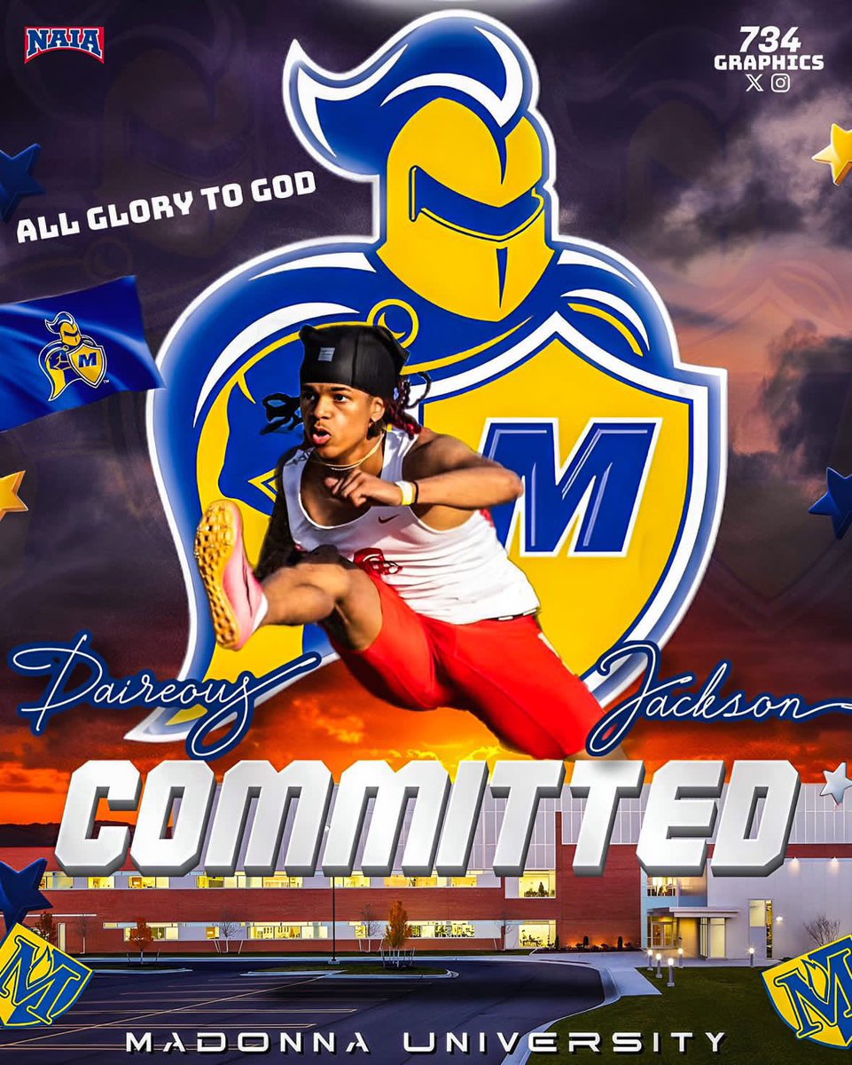 #commited I am proud to announce that I will be continuing my education at Madonna University !!

Blessed ! 💙💛 So thankful, can’t wait !

<a href="/CoachLatnie/">CoachLatnie</a> <a href="/CoachJRBell/">Josh Bell</a> <a href="/CoachAndreHicks/">Andre Hicks M.Ed.</a> <a href="/CoachCarter_19/">Tyrone Carter M.Ed</a> <a href="/MUCrusaders/">Madonna Athletics</a>