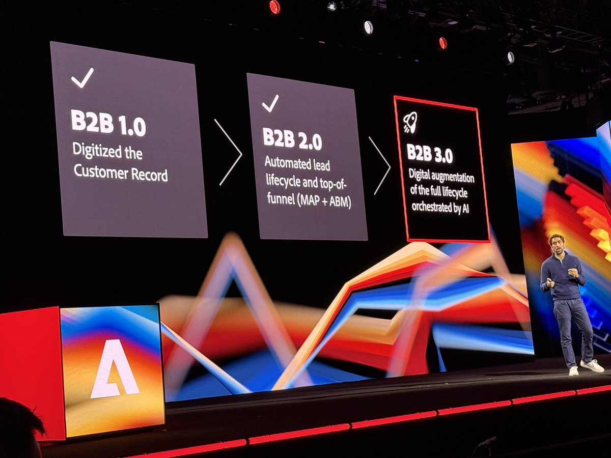 B2B is constantly evolving—it was never meant to be a fixed destination. So, how does <a href="/Adobe/">Adobe</a> define #B2B today?

Amit Ahuja breaks it down:

“Welcome to B2B 3.0—where AI, orchestration, and seamless customer journeys take center stage.”

#AdobeSummit #b2b #adobesummit2025 #i95dev