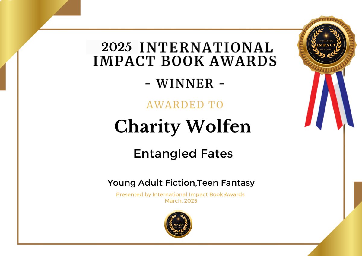 Pretty excited just found out my first book EntangledFates won the 2025 international impact book awards for young adult fiction 😍😍😍 
#bookaward #BookLovers #bookcommunity #publishedauthor