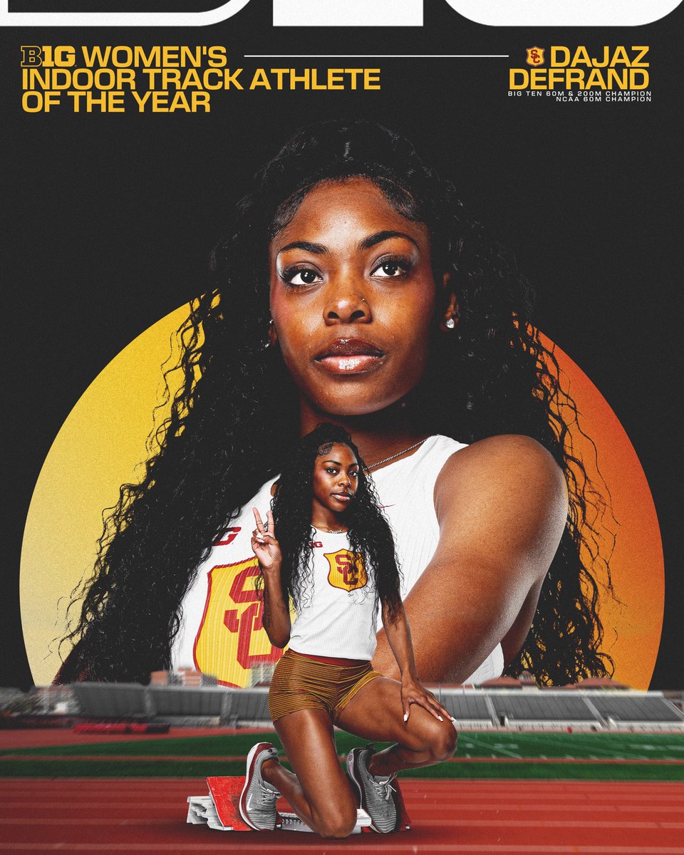 USC_Track_Field's tweet image. Congratulations to @DajazD on being named @BigTen Women’s Indoor Track Athlete of the Year! 🏆