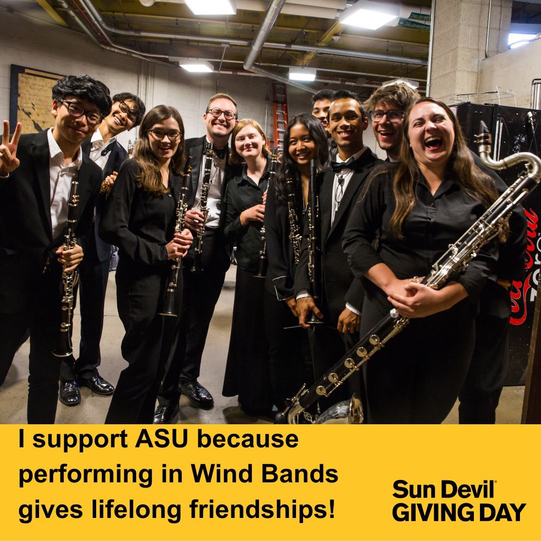 Sun Devil Giving Day is just around the corner! Please support ASU Wind Bands if you can—our students deserve it. You can find the donation link in our bio.

#ASUWindBands