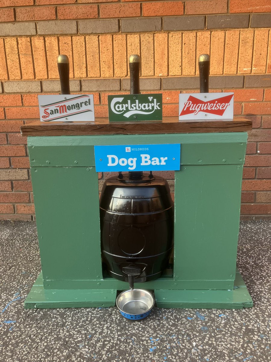 The Hildreds is pleased to announce the reopening of our dog bar The Hooch &amp; Hound

If your four legged friend fancies “The hair of the dog” pop down to The Hildreds where we will be serving ice cold :

Pugweiser

Carlsbark &amp;

San Mongrel

Remember to keep your pooch hydrated