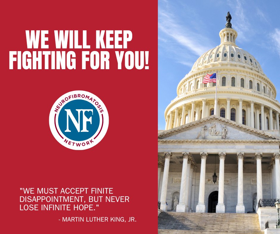 Yesterday, we learned that NF research funding, through the CDMRP, did not receive funding in the recently passed FY 2025 continuing resolution. We won’t give up in this fight and will keep fighting for you and the entire NF Community!
