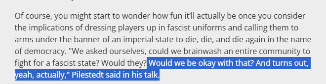 TArchcast's tweet photo. Holy shit! This came out half an hour ago! Helldivers 2 Dev openly states that super earth is intended to be a fascist totalitarian regime! 

Developers where actively trying to "Brainwash an entire community to fight for a fascist state"

The Helldivers are "Evil grunts" https://t.co/YQUohq8yWD