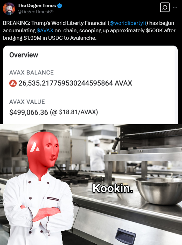 0xCryptopunk's tweet photo. $AVAX is absolutely cooking 🧑‍🍳 https://t.co/uBTXhSU5Tb