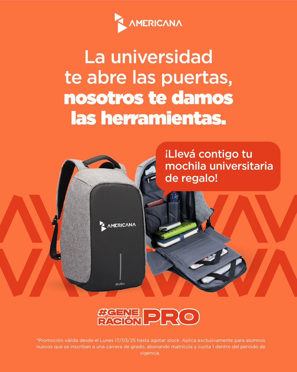 uamericana's tweet image. ¡Incribite y aprovechá la promo extendida! ✌🏻​
Nosotros te damos las herramientas para que estudies en la modalidad que prefieras. ​

Sé parte de la #GenPro e inscribite hoy. ​
Bases y condiciones: americana.edu.py/wp-content/upl…