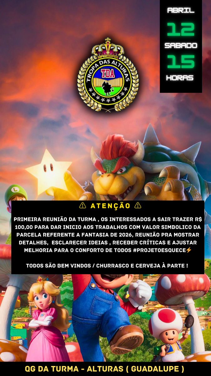 Foi dada a largada do projeto 2026, interessados chamar chat .. 

Instagram : @tropa.dasalturas
#ProjetoEsquece⚡️