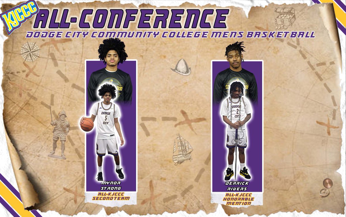 Dodge City CC Conquistadors (@goconqs) on Twitter photo 🏀Men's Basketball | #GoConqs
Congrats <a href="/GoConqsMBB/">Dodge City Men’s Basketball</a> players who earned All-KJCCC honors #BurnTheBoats
🏀2nd Team - Mynor Strong
🏀Honorable Mention - Derrick Rivers
Full list: kjccc.org/sports/mbkb/20… 🏀Men's Basketball | #GoConqs
Congrats <a href="/GoConqsMBB/">Dodge City Men’s Basketball</a> players who earned All-KJCCC honors #BurnTheBoats
🏀2nd Team - Mynor Strong
🏀Honorable Mention - Derrick Rivers
Full list: kjccc.org/sports/mbkb/20…