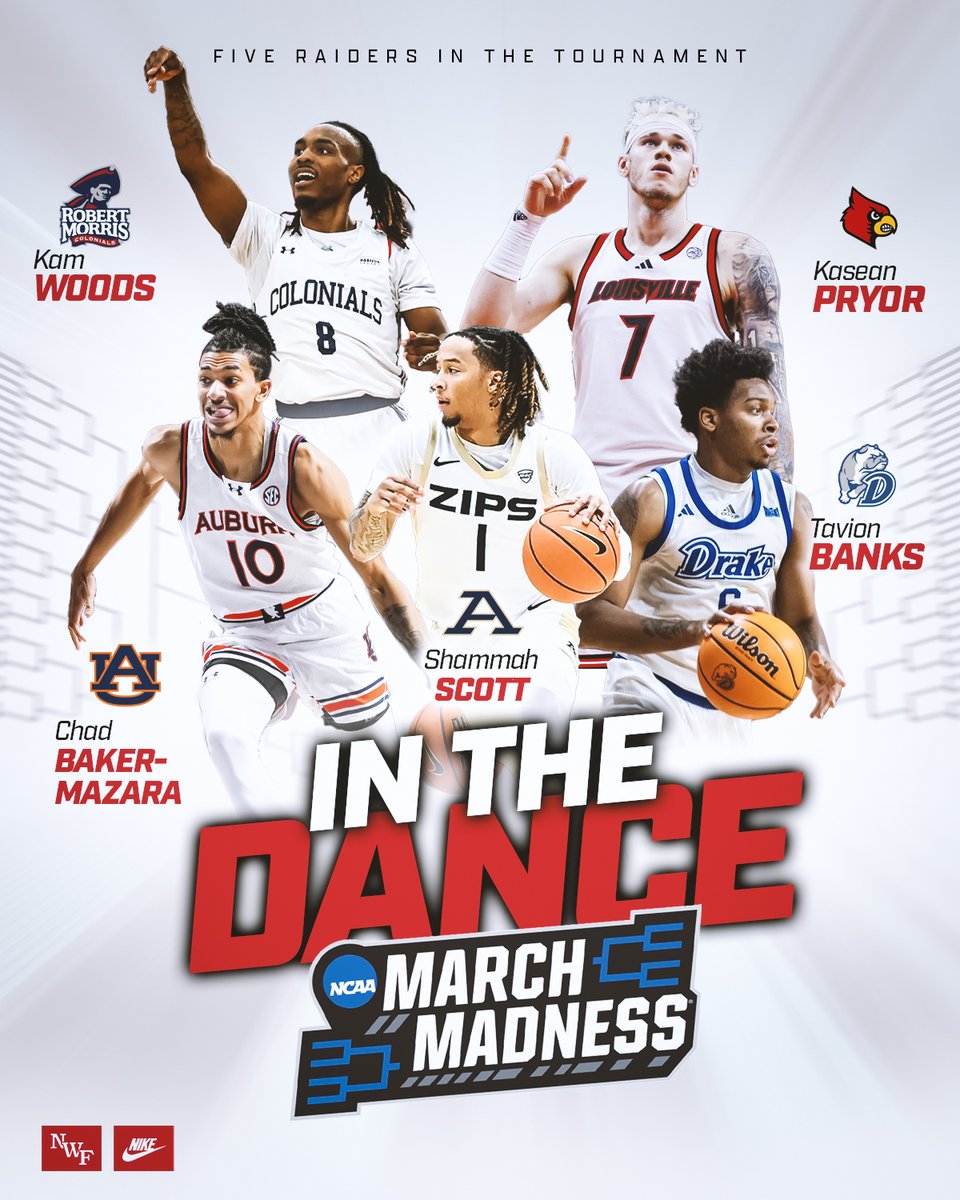 Good Luck to our 5️⃣ Raiders competing in the @marchmadnessmbb Tournament this week!  

#SoundTheSiren