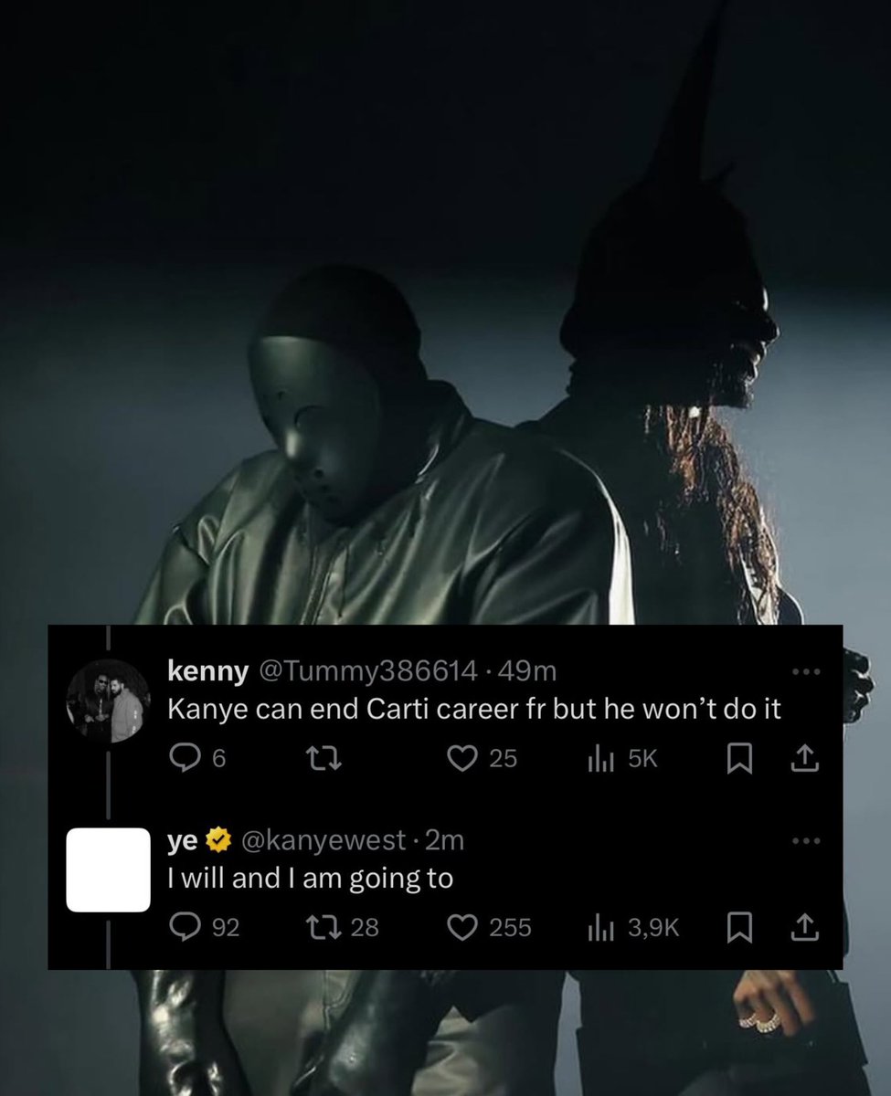 Kurrco's tweet image. Ye, fka Kanye West, says he will end Playboi Carti’s career 

“I will and I am going to”