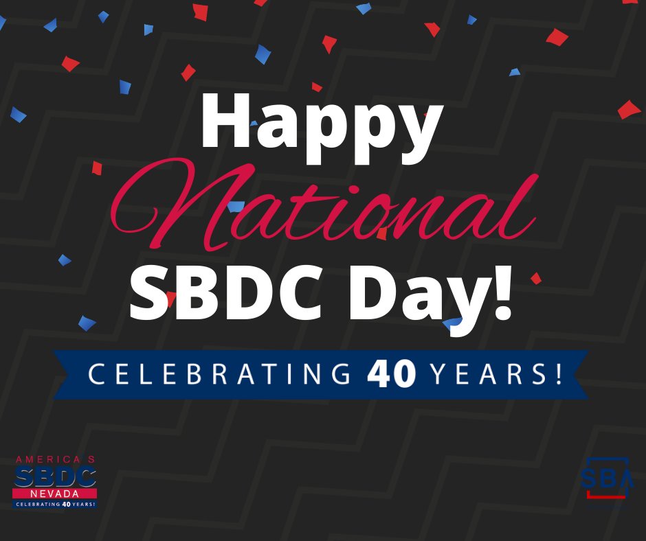 Join us in celebrating National SBDC Day and 40 years of empowering Nevada’s small businesses! 🎉

For four decades, the Nevada SBDC has been dedicated to helping entrepreneurs start, grow, and succeed. Here's to many more years of business success! 🚀 

#SBDCDay #SmallBizSuccess