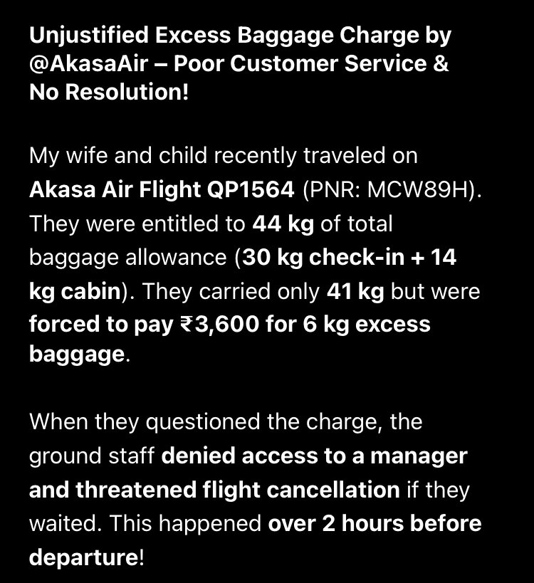 Subhashish4643's tweet photo. #AkasaAir #PoorService #CustomerRights #BaggageScam #TravelIssues https://t.co/iW3rJFWHd3