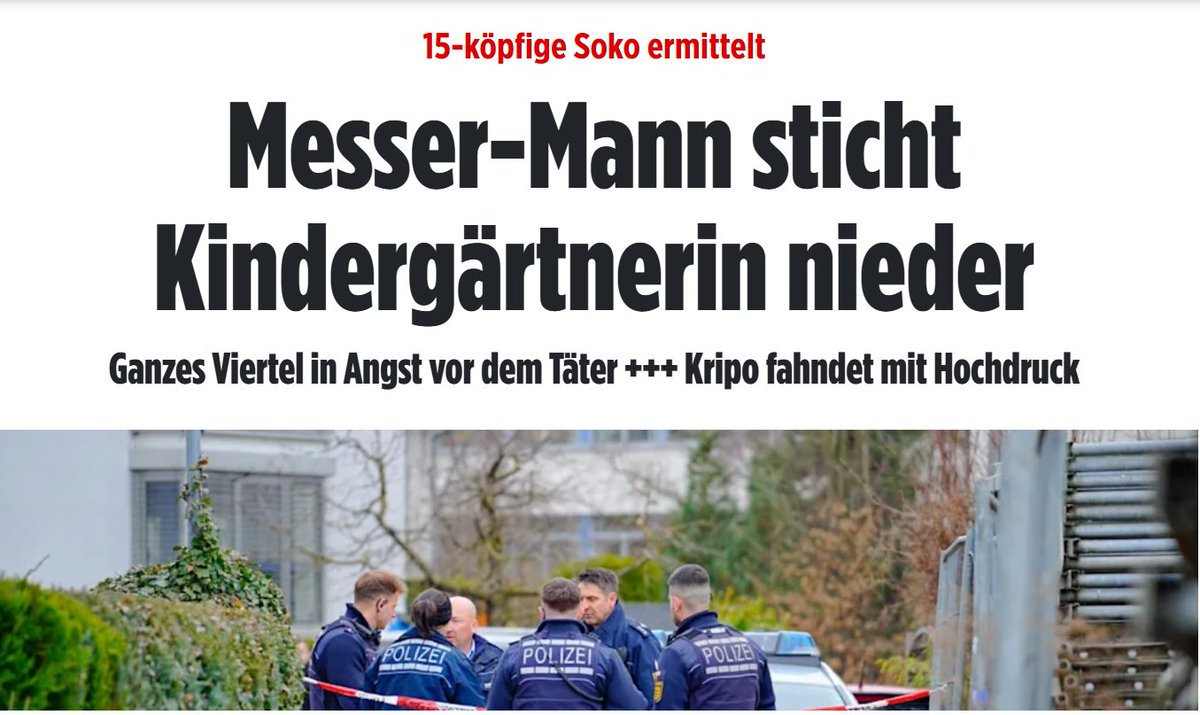 Vor zwei Tagen hatte ich darauf aufmerksam gemacht, was in Kirchheim passiert ist. Ich war entsetzt, warum dieser Angriff kaum Beachtung findet. Jetzt berichtet die Bild.
Der Messerangriff vom vergangenen Freitag geschah am helllichten Tag in einem Wohngebiet. Der Täter stach auf