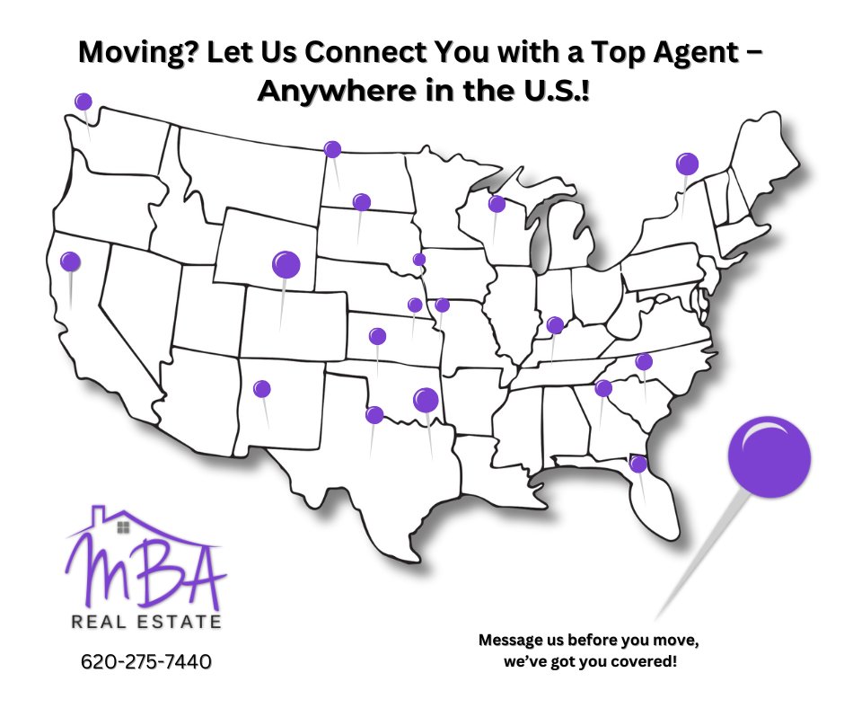 mbarealestateks's tweet image. 🏡 Selling &amp;amp; relocating? List with MBA Real Estate &amp;amp; we’ll not only sell your home, but also connect you with a top agent in your new city—whether it’s Wichita, Kansas City, or across the U.S. 🌎✨
📲 Let’s chat before you move! #MovingOutOfState #SellWithMBA #WeKnowTopAgents