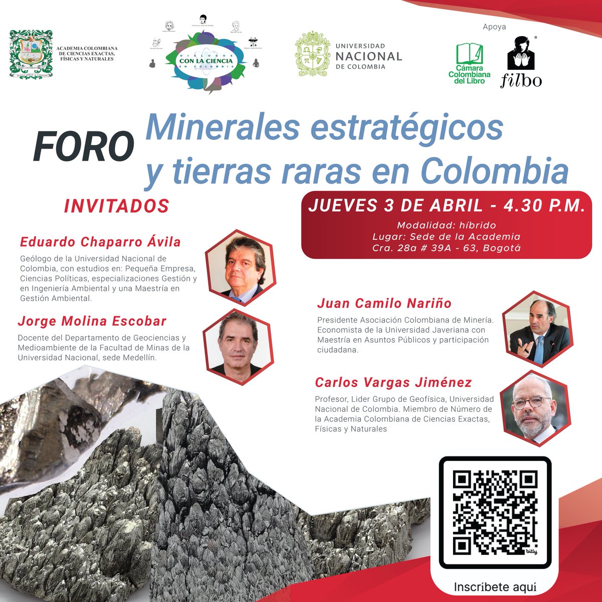 acadcienciacol's tweet photo. Invitación

Foro Minerales estratégicos y tierras raras en Colombia

jueves 3 de abril - 4:30 p.m.
Modalidad: híbrido
Ingreso libre - previa inscripción

Inscríbete aquí: https://t.co/Pq9bejnbhJ https://t.co/K7Ftbma02f