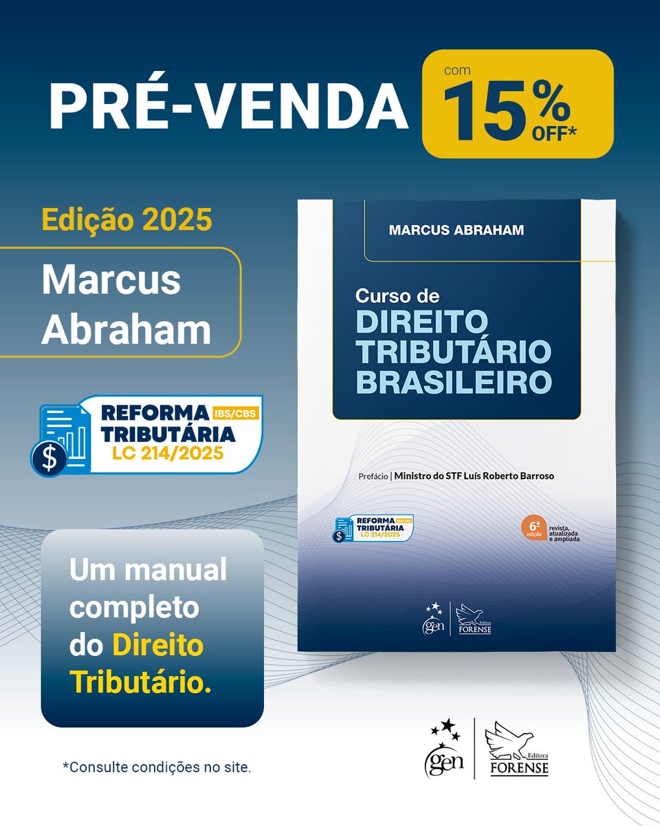 PRÉ-VENDA NO AR! Um manual completo do Direito Tributário. Apresenta texto rico, com a melhor doutrina nacional e estrangeira, complementado com a jurisprudência dos nossos Tribunais Superiores.

grupogen.com.br/livro-curso-de…
