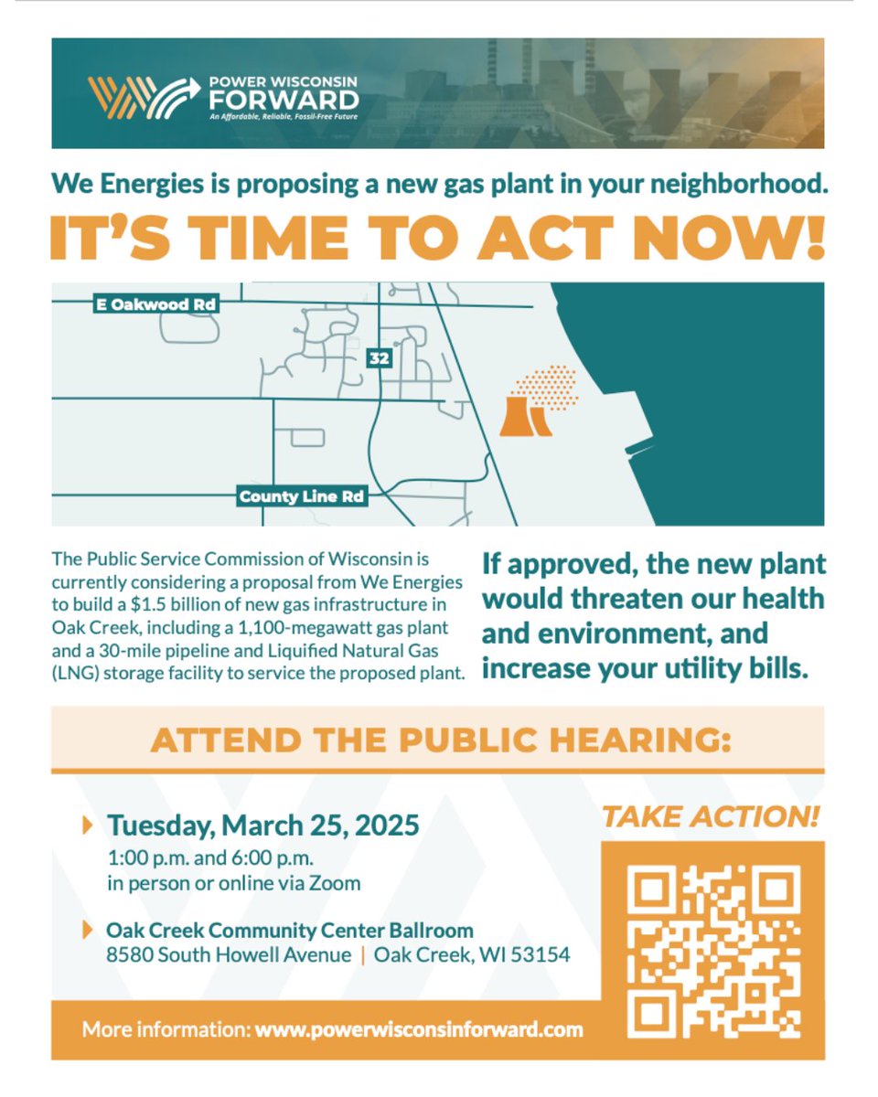 walnut_way's tweet photo. Make your voice heard! Attend the We Energies Oak Creek gas plant public hearing on March 25th and support community-led sustainable energy solutions. Learn more about Walnut Way's initiatives: https://t.co/xQ5yCzGQPX #EnvironmentalJustice #CommunityLedChange https://t.co/7SDHVbpvvC